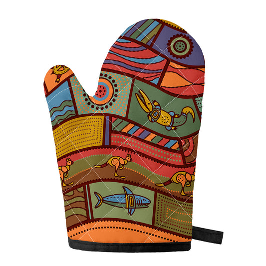 Australian Ethnic Pattern Print Single Oven Mitt