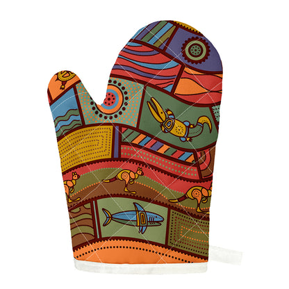Australian Ethnic Pattern Print Single Oven Mitt