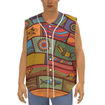 Australian Ethnic Pattern Print Sleeveless Baseball Jersey