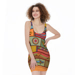 Australian Ethnic Pattern Print Sleeveless Bodycon Dress
