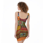 Australian Ethnic Pattern Print Sleeveless Bodycon Dress
