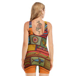 Australian Ethnic Pattern Print Sleeveless One Piece Swimsuit