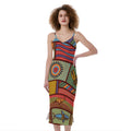 Australian Ethnic Pattern Print Slim Fit Midi Cami Dress