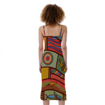 Australian Ethnic Pattern Print Slim Fit Midi Cami Dress