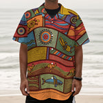 Australian Ethnic Pattern Print Textured Short Sleeve Shirt