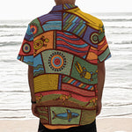 Australian Ethnic Pattern Print Textured Short Sleeve Shirt