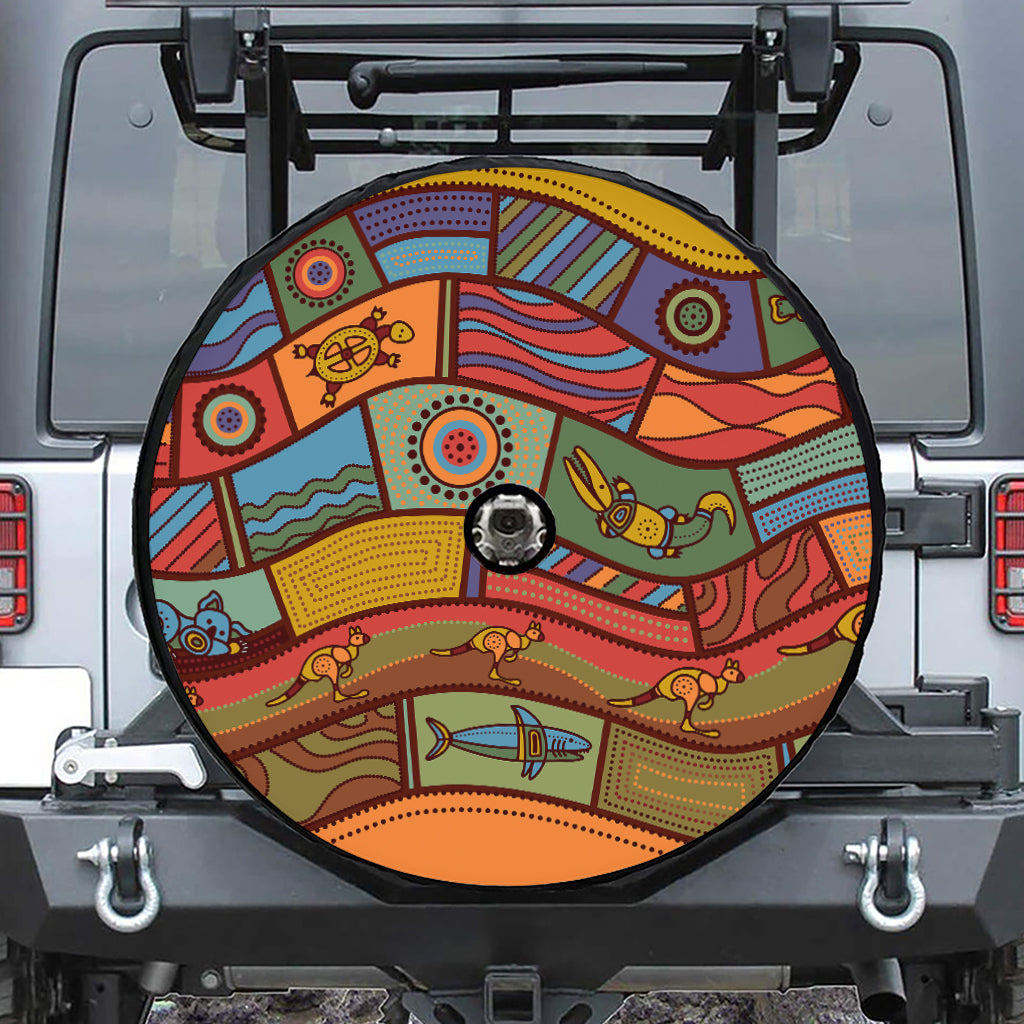 Australian Ethnic Pattern Print Tire Cover With Camera Hole