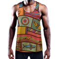 Australian Ethnic Pattern Print Men's Workout Tank Top