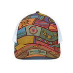 Australian Ethnic Pattern Print White Mesh Trucker Cap