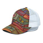 Australian Ethnic Pattern Print White Mesh Trucker Cap