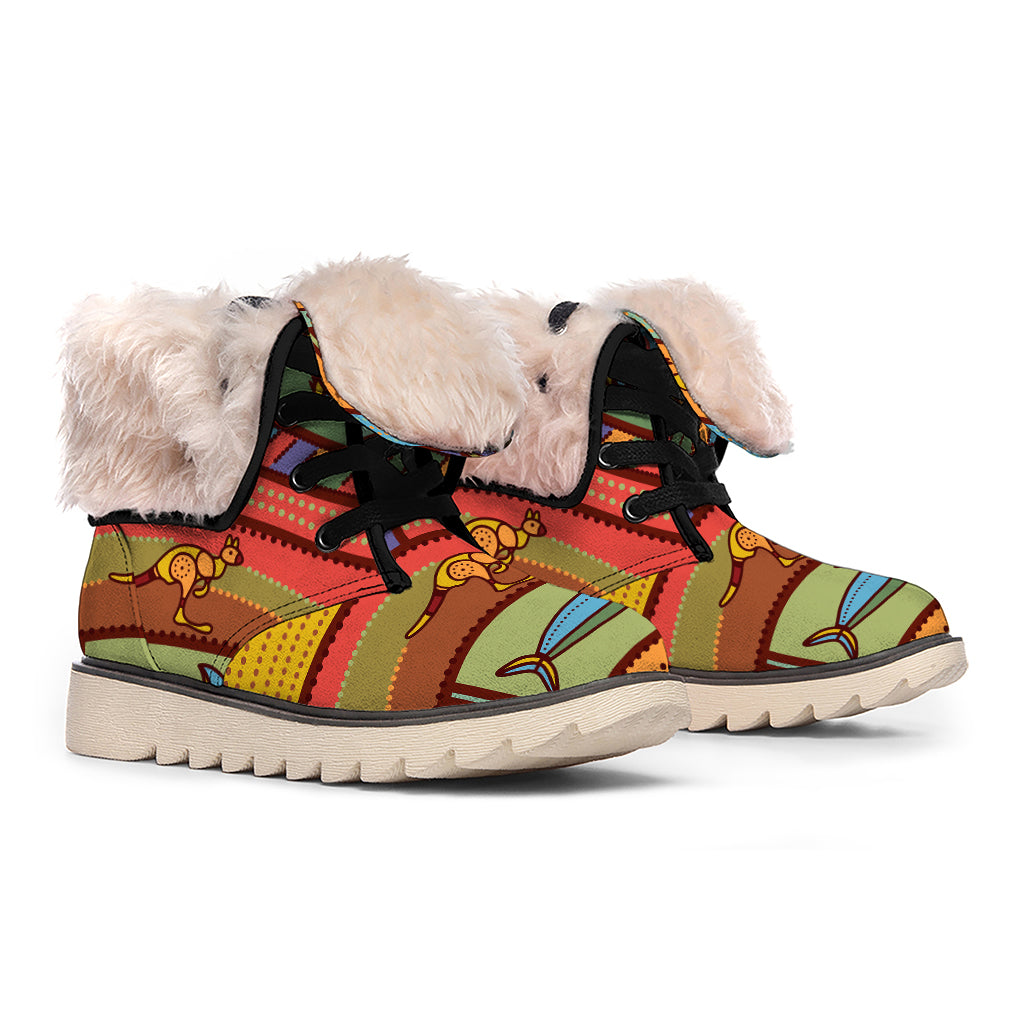 Australian Ethnic Pattern Print Winter Boots