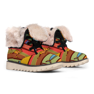 Australian Ethnic Pattern Print Winter Boots