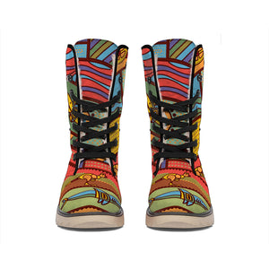 Australian Ethnic Pattern Print Winter Boots