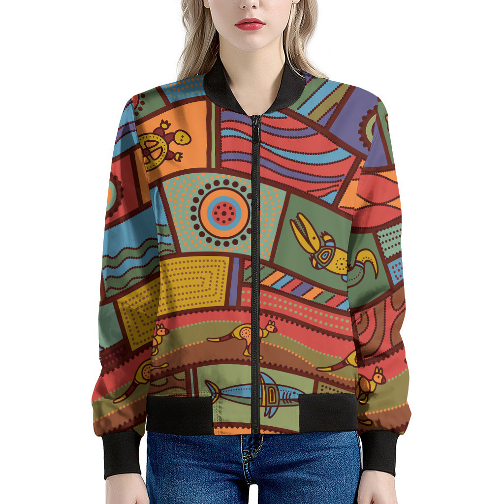 Australian Ethnic Pattern Print Women's Bomber Jacket