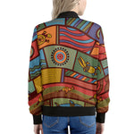 Australian Ethnic Pattern Print Women's Bomber Jacket