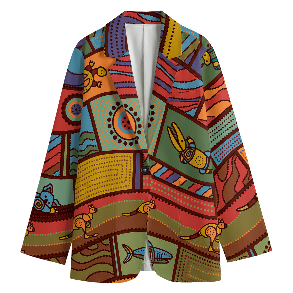 Australian Ethnic Pattern Print Women's Cotton Blazer