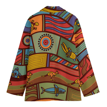 Australian Ethnic Pattern Print Women's Cotton Blazer