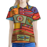 Australian Ethnic Pattern Print Women's Polo Shirt