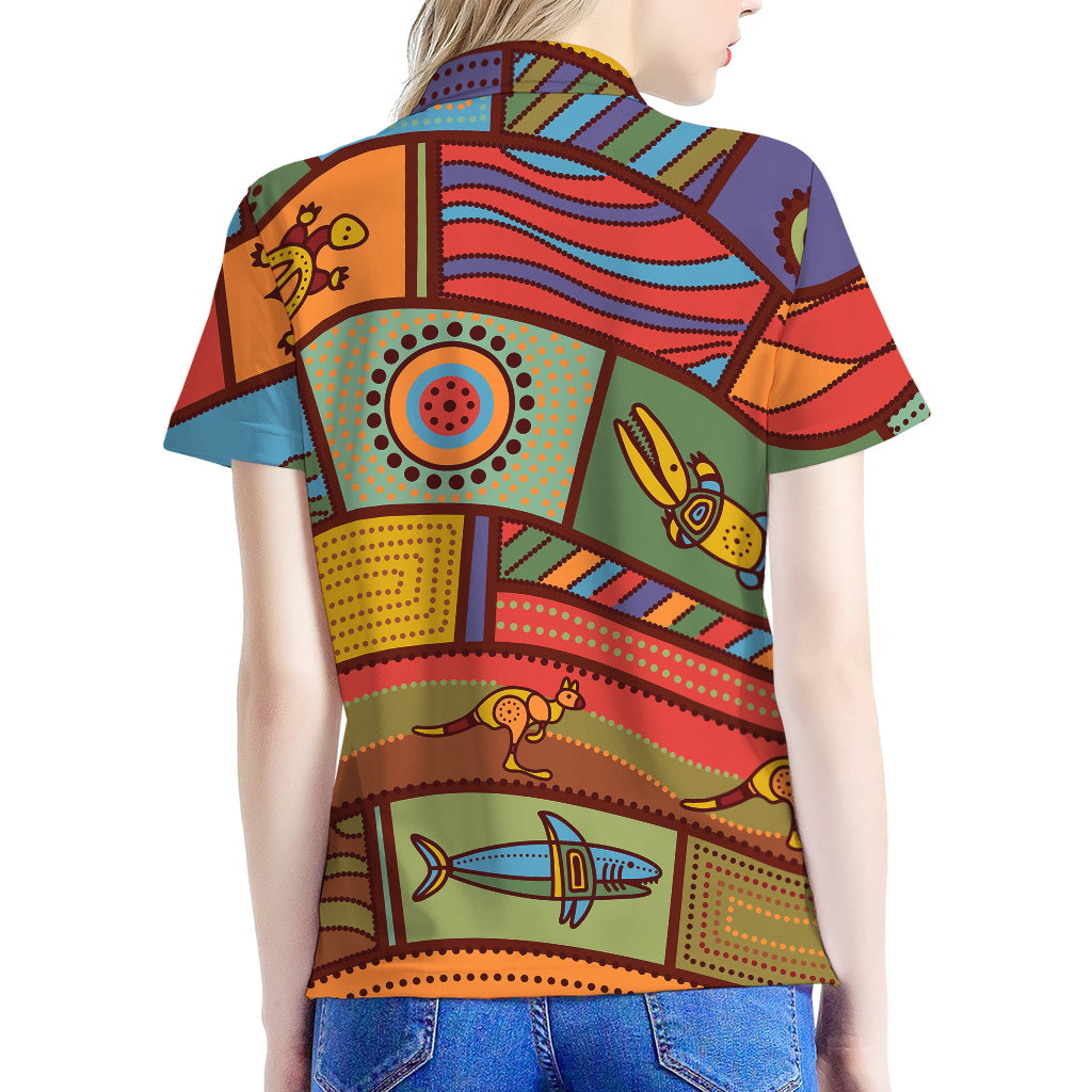Australian Ethnic Pattern Print Women's Polo Shirt