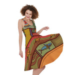 Australian Ethnic Pattern Print Women's Sleeveless Dress