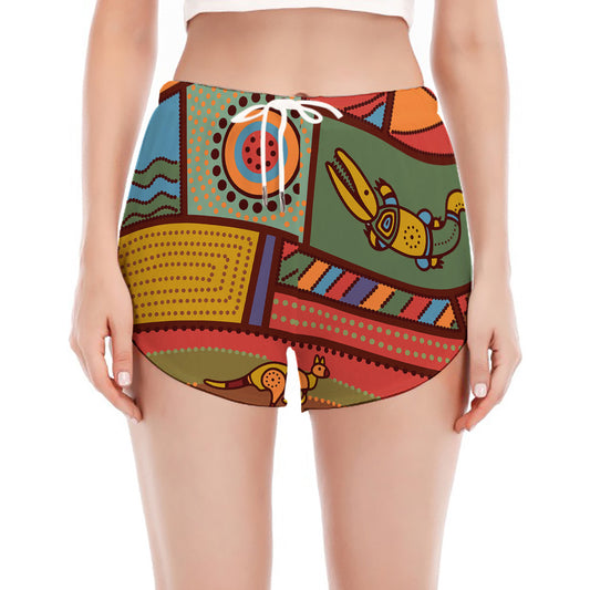 Australian Ethnic Pattern Print Women's Split Running Shorts