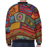 Australian Ethnic Pattern Print Zip Sleeve Bomber Jacket