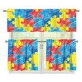 Autism Awareness Drawing Puzzle Print 3 Piece Kitchen Curtains