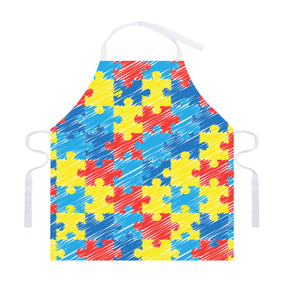 Autism Awareness Drawing Puzzle Print Adjustable Apron
