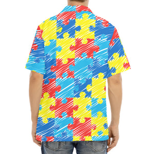 Autism Awareness Drawing Puzzle Print Aloha Shirt