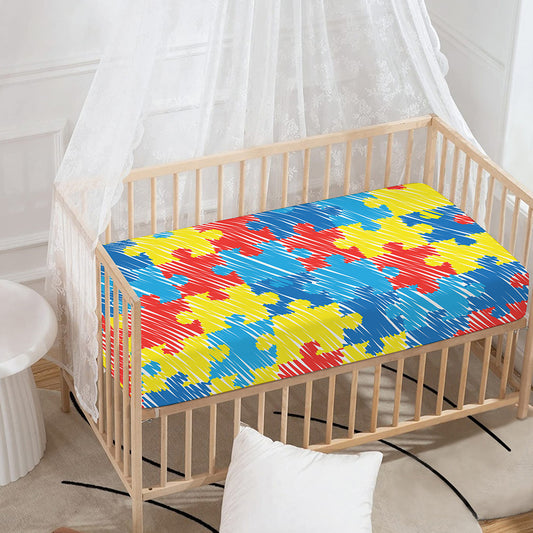 Autism Awareness Drawing Puzzle Print Baby Crib Sheet