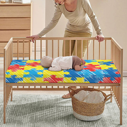 Autism Awareness Drawing Puzzle Print Baby Crib Sheet