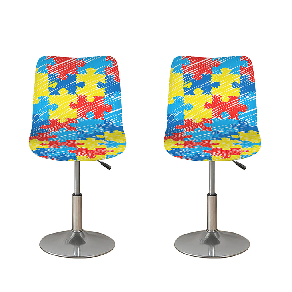 Autism Awareness Drawing Puzzle Print Bar Stool Covers