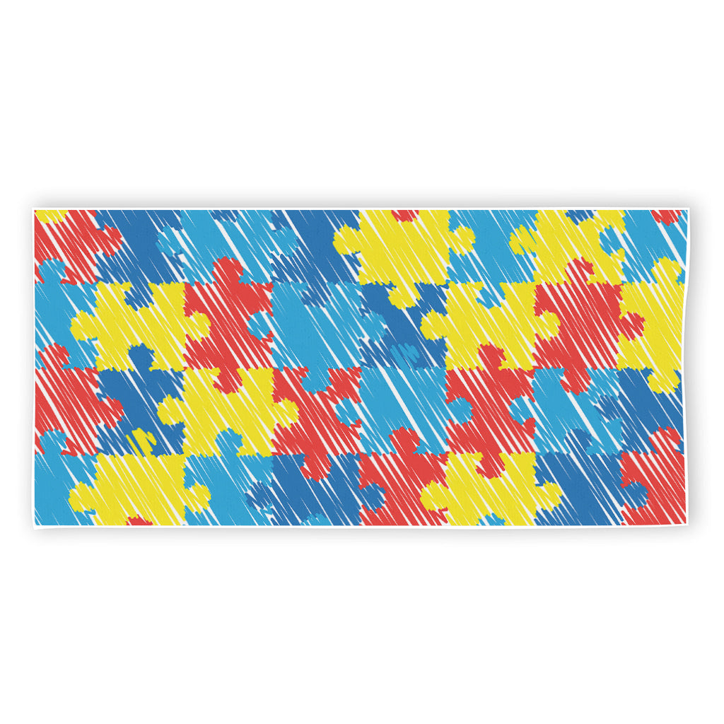 Autism Awareness Drawing Puzzle Print Beach Towel