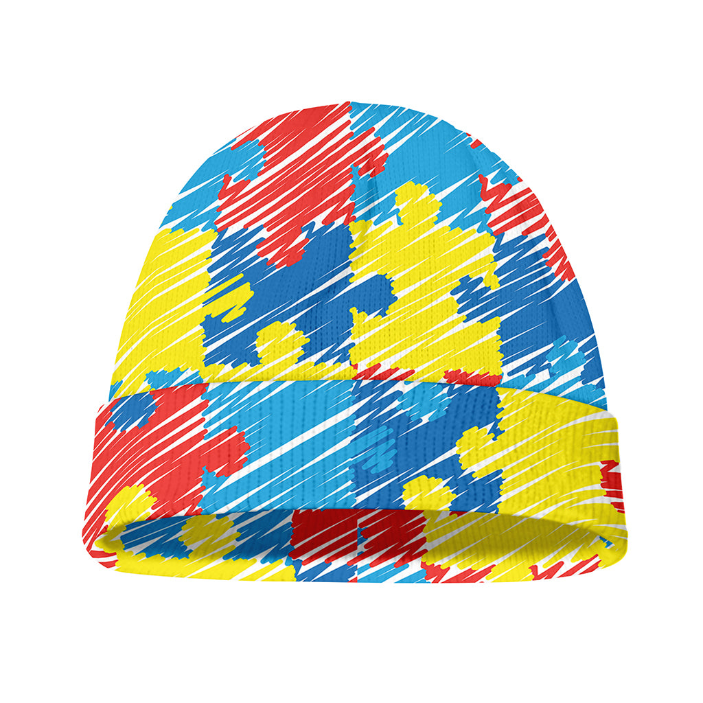Autism Awareness Drawing Puzzle Print Beanie