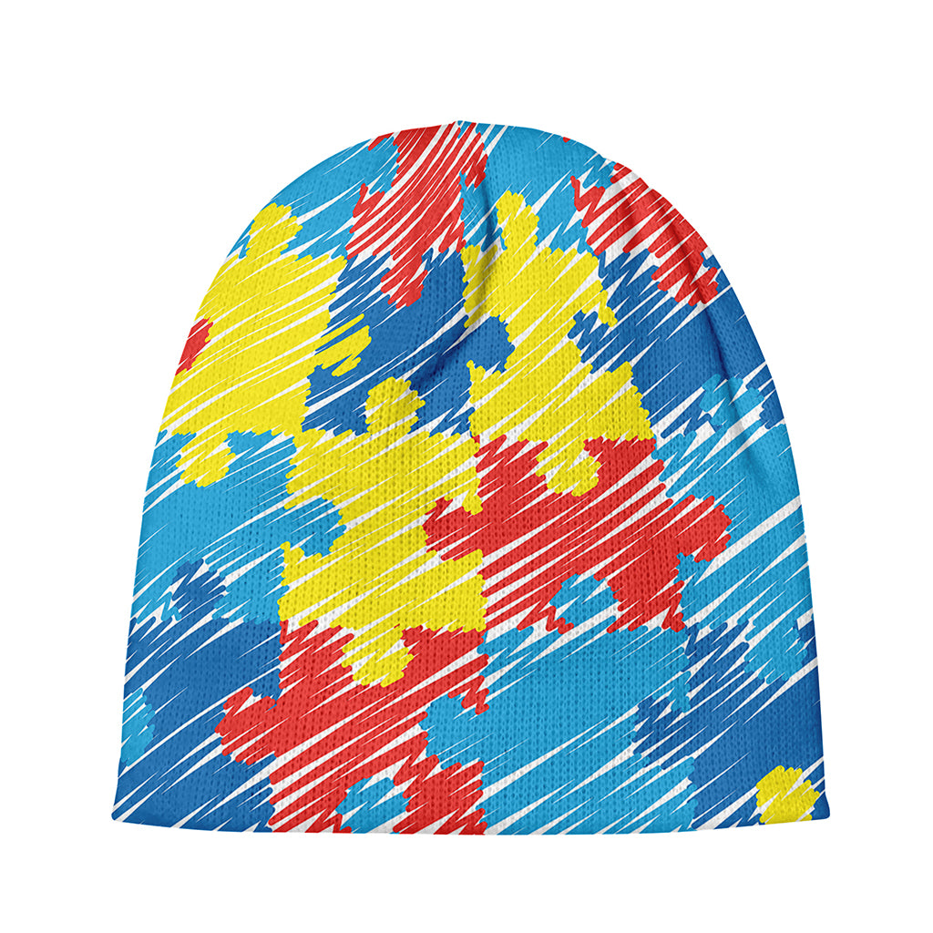 Autism Awareness Drawing Puzzle Print Beanie