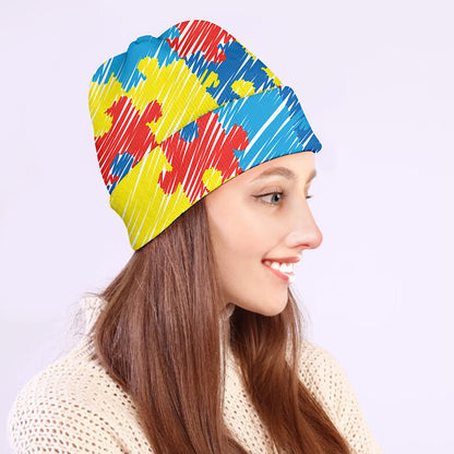 Autism Awareness Drawing Puzzle Print Beanie