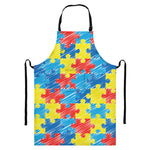 Autism Awareness Drawing Puzzle Print Bib Apron With Pocket