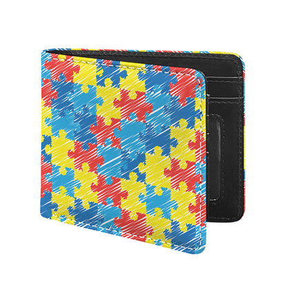 Autism Awareness Drawing Puzzle Print Bifold Wallet