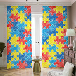 Autism Awareness Drawing Puzzle Print Blackout Pencil Pleat Curtains