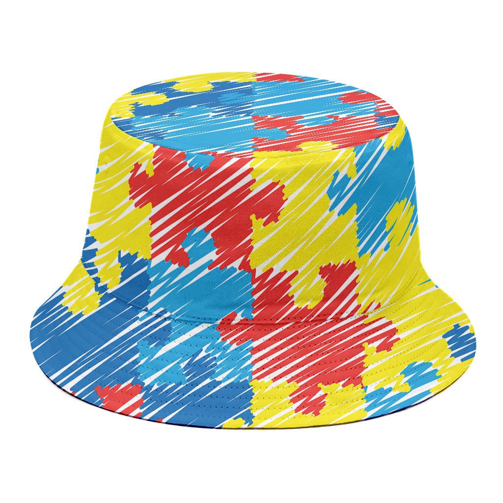 Autism Awareness Drawing Puzzle Print Bucket Hat