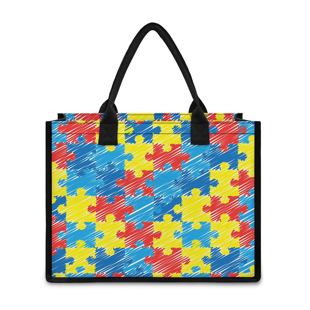 Autism Awareness Drawing Puzzle Print Canvas Tote Bag