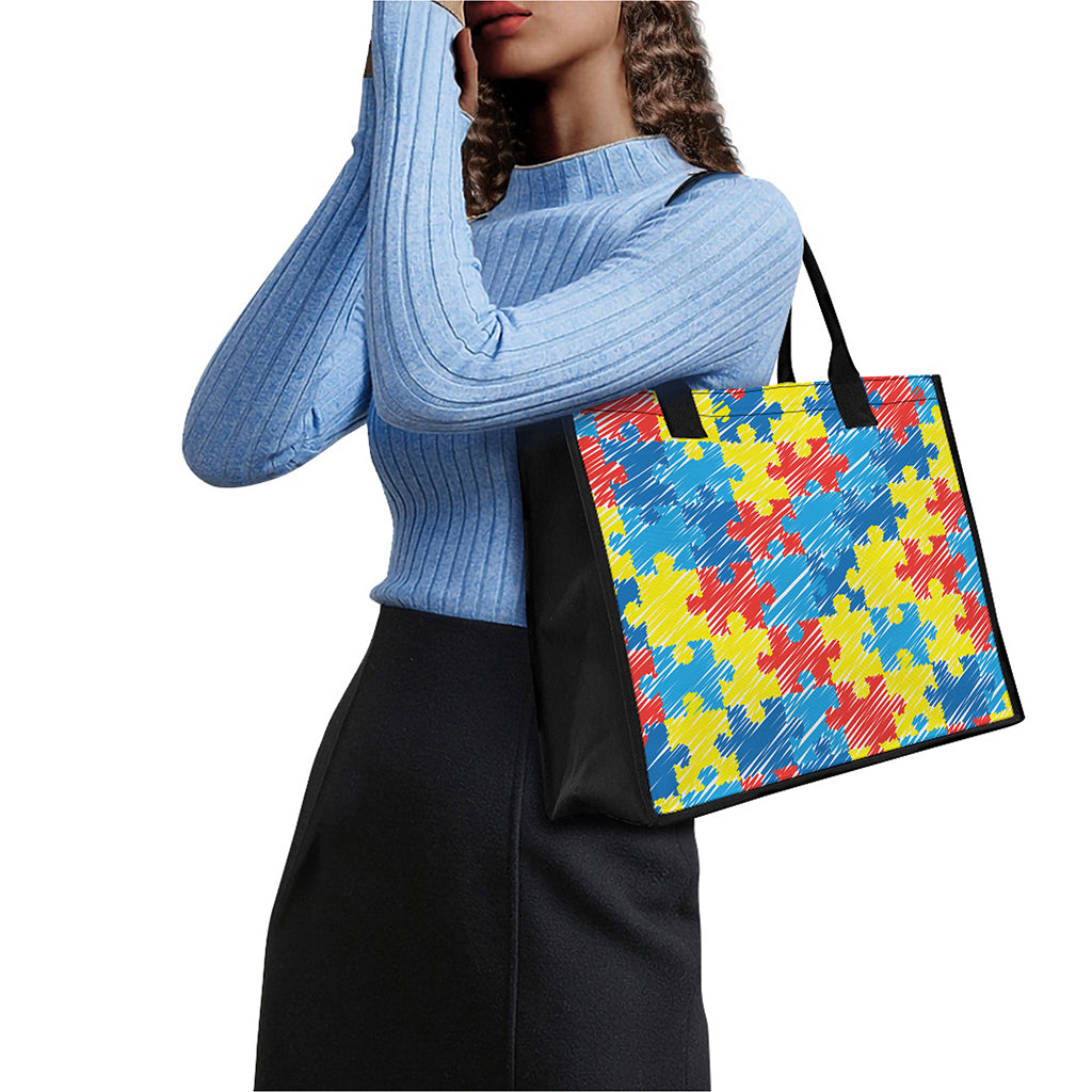 Autism Awareness Drawing Puzzle Print Canvas Tote Bag