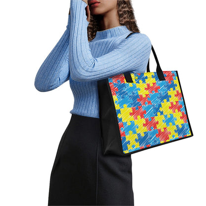 Autism Awareness Drawing Puzzle Print Canvas Tote Bag