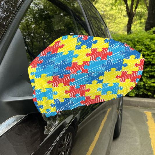 Autism Awareness Drawing Puzzle Print Car Side Mirror Covers