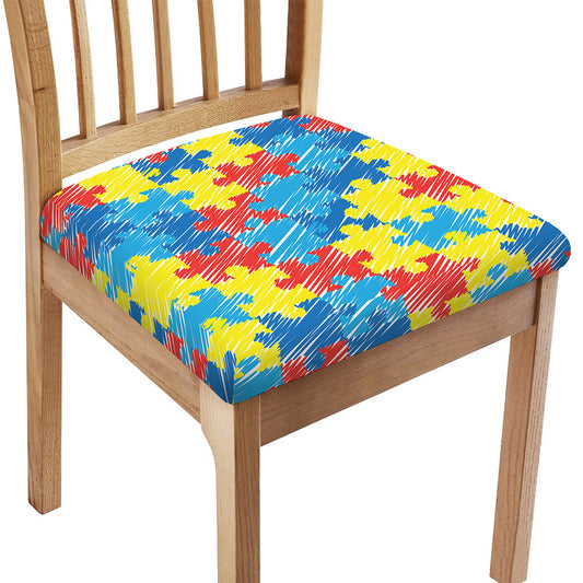 Autism Awareness Drawing Puzzle Print Chair Cushion Cover
