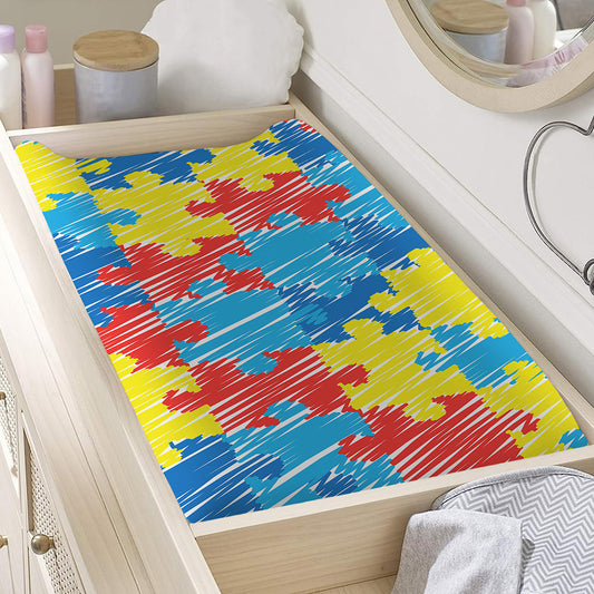 Autism Awareness Drawing Puzzle Print Changing Pad Cover