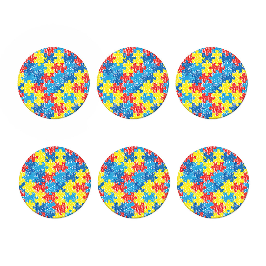 Autism Awareness Drawing Puzzle Print Coaster Set