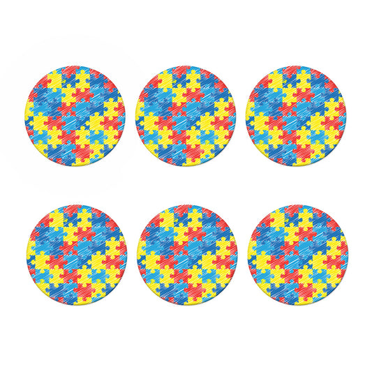 Autism Awareness Drawing Puzzle Print Coaster Set