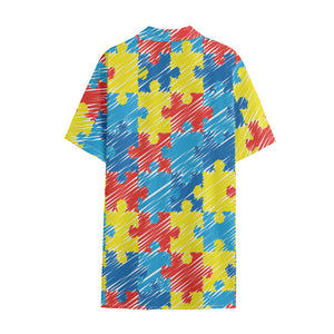 Autism Awareness Drawing Puzzle Print Cotton Hawaiian Shirt