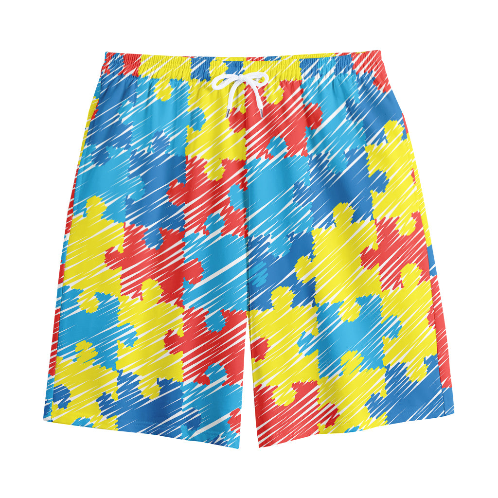 Autism Awareness Drawing Puzzle Print Cotton Shorts